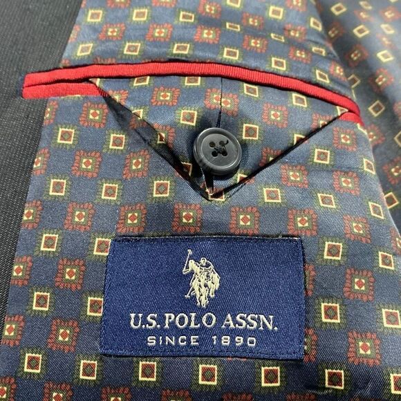 NWT US Polo Assn. Men's Pen Blazer Suit Jacket Flap Pockets Black Size 44R - Picture 14 of 15